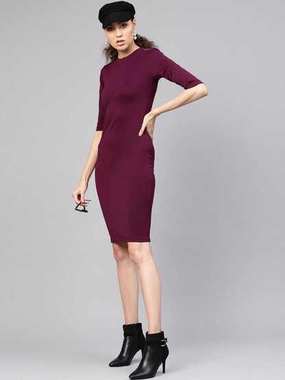 Women's Purple Metal Trim Bodycon Dress