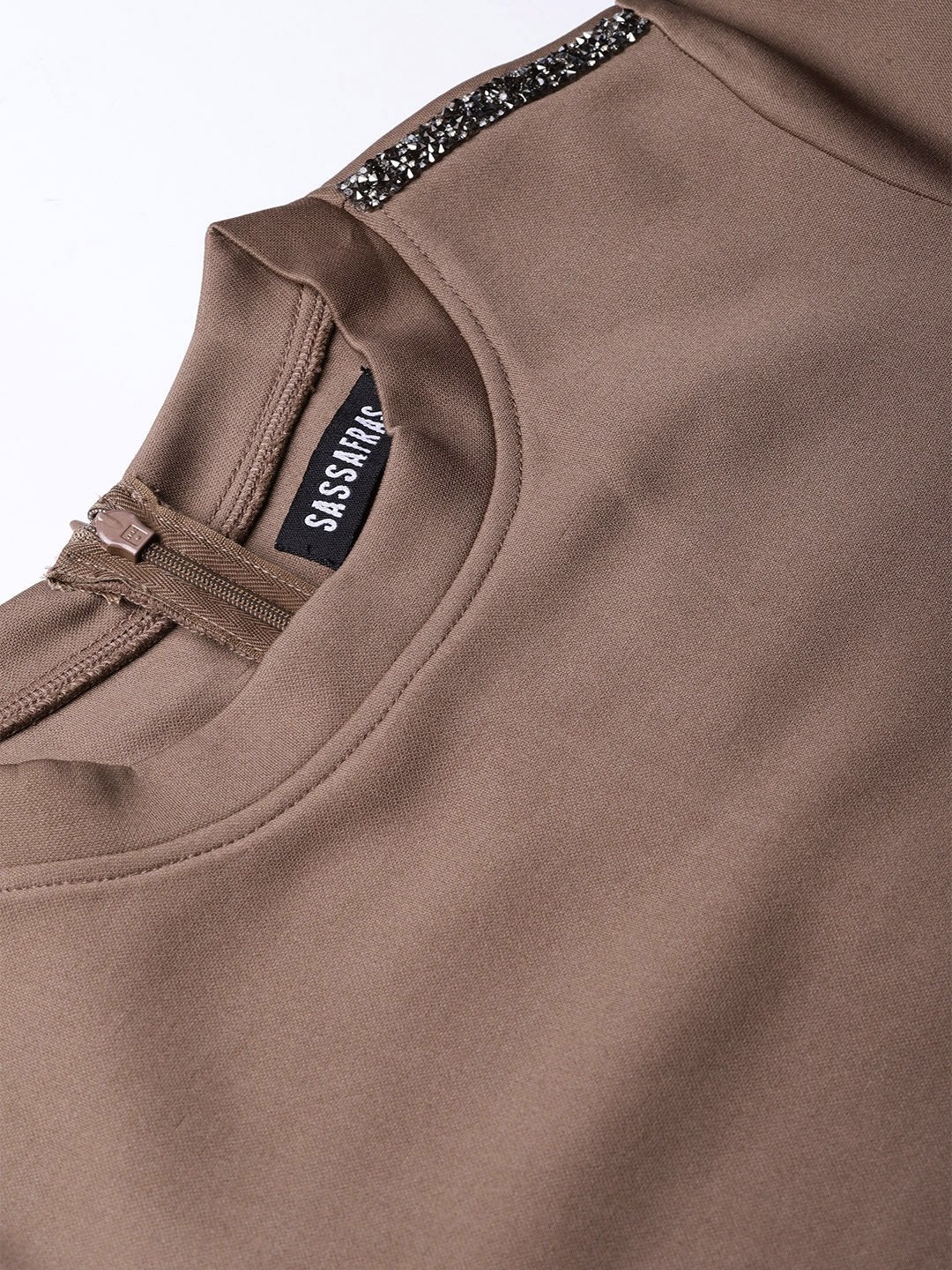 Women's Brown Metal Trim Bodycon Dress