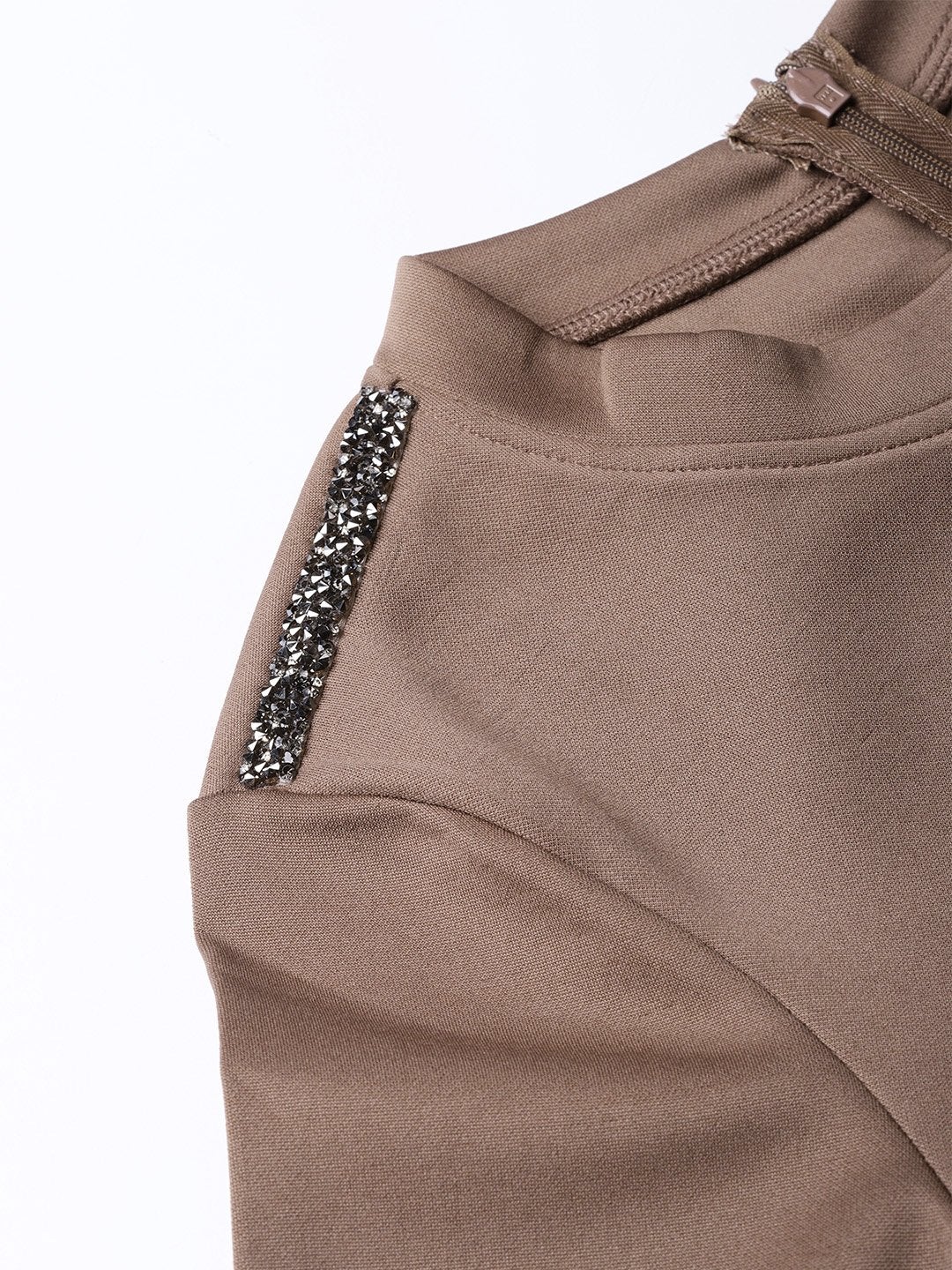 Women's Brown Metal Trim Bodycon Dress