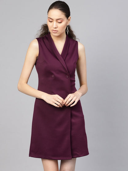 Women's Purple Sleeveless Blazer Dress