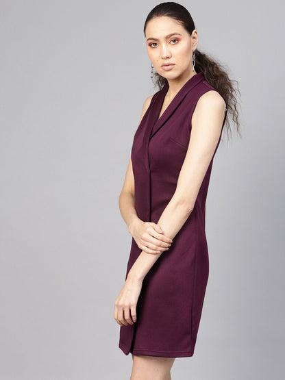 Women's Purple Sleeveless Blazer Dress