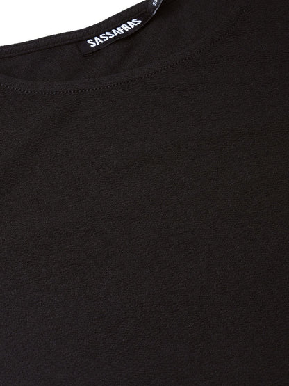 Women's Black Cape Sleeves Shift Dress