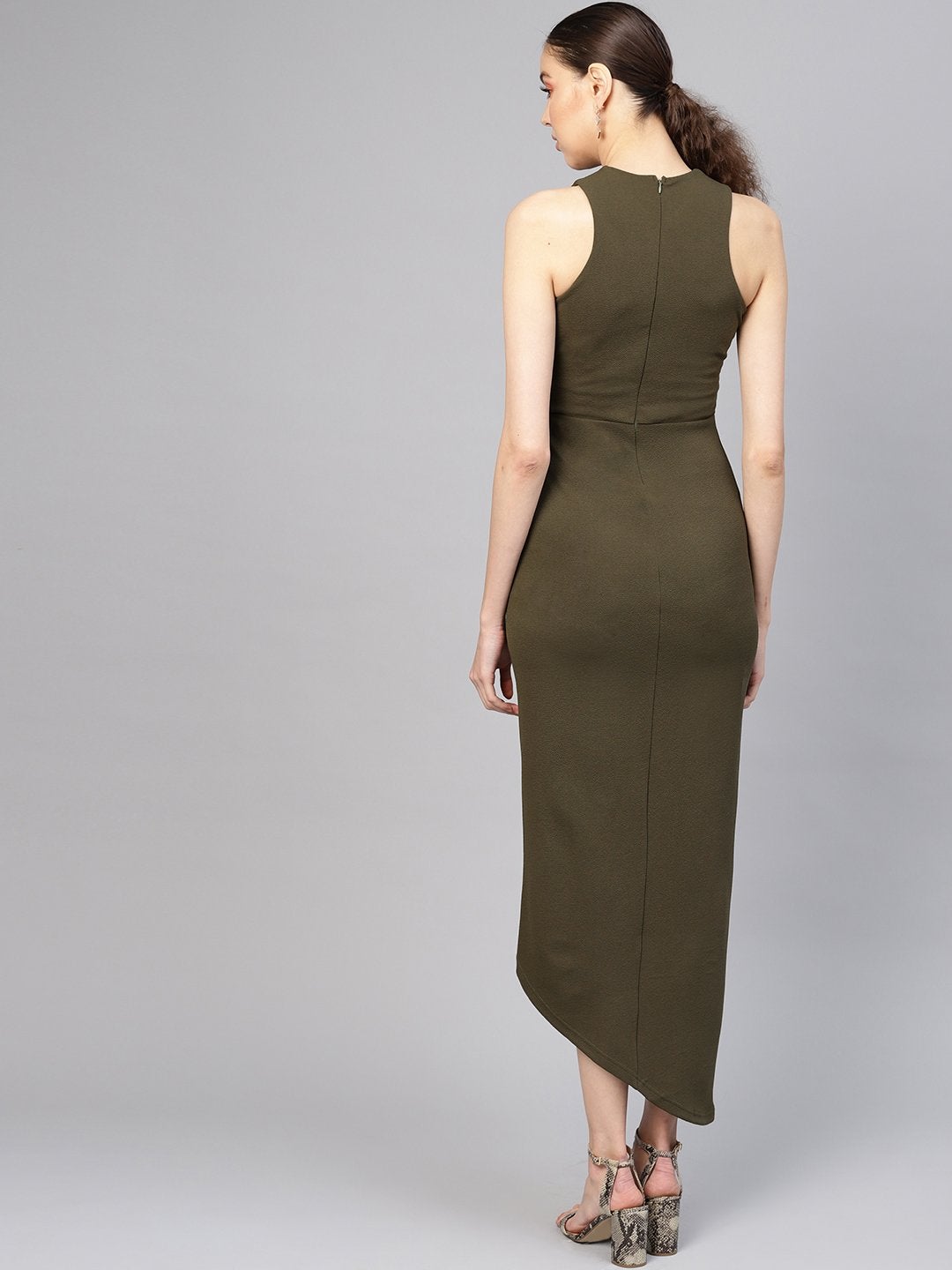 Women's Olive Halter Maxi