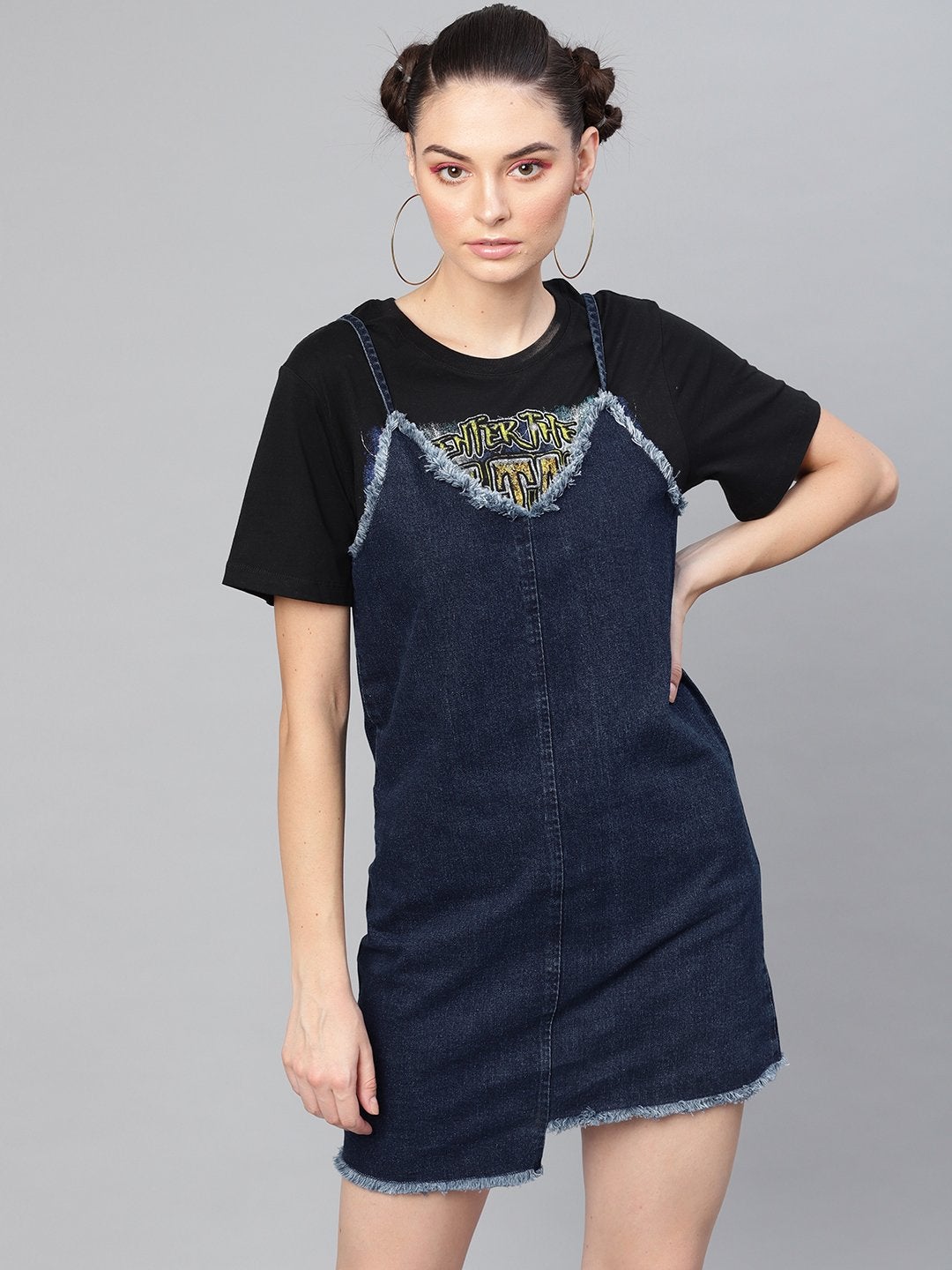 Women's Navy Denim Short Slip Dress