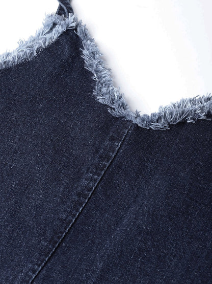 Women's Navy Denim Short Slip Dress
