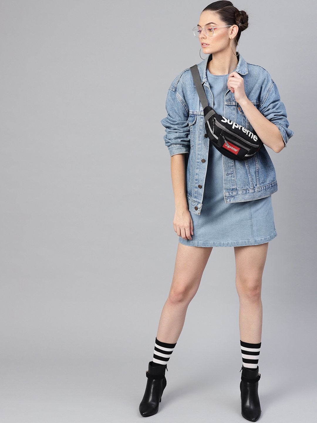 Women's Light Blue Denim Shift Dress