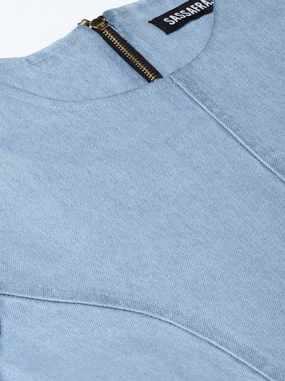 Women's Light Blue Denim Shift Dress