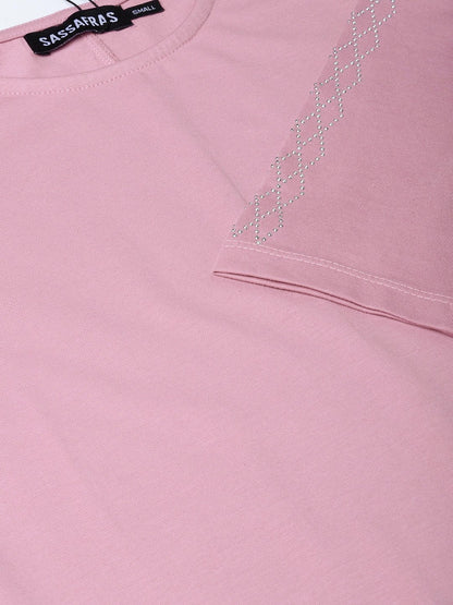 Women's Baked Pink Studded Bodycon Dress
