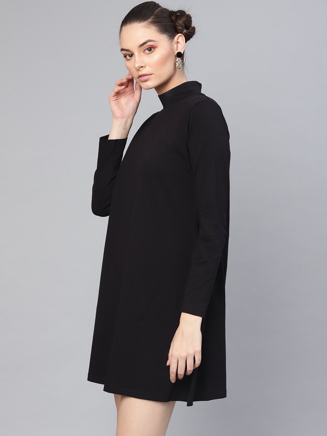 Women's Black Turtle Neck Tent Dress