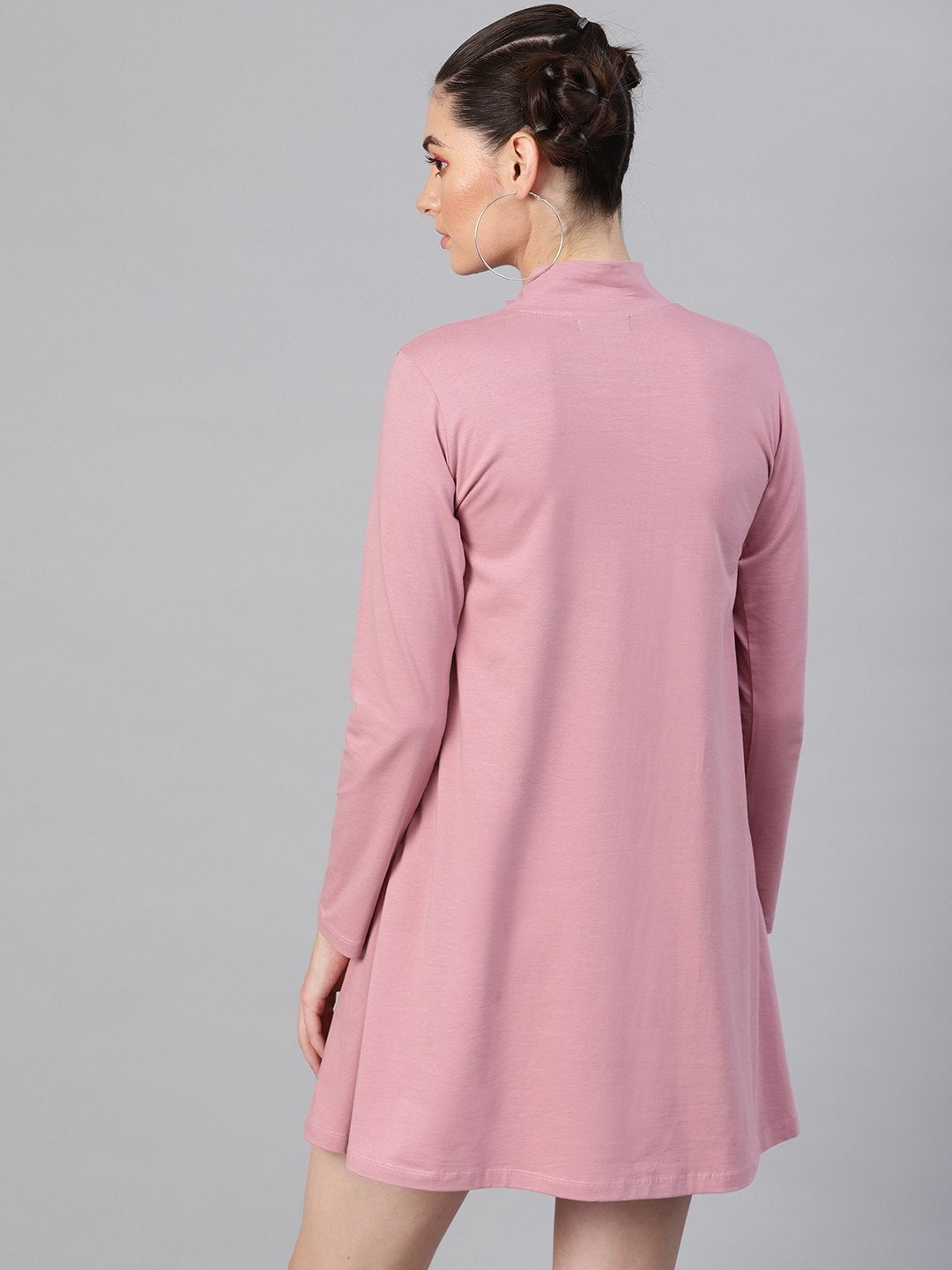 Women's Baked Pink Turtle Neck Tent Dress