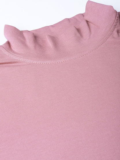 Women's Baked Pink Turtle Neck Tent Dress