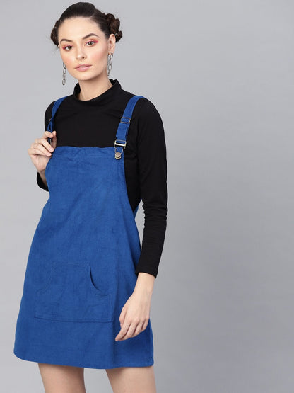 Women's Royal Blue Corduroy Pinafore Dress