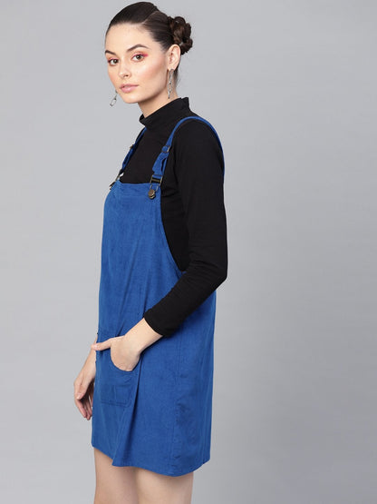 Women's Royal Blue Corduroy Pinafore Dress