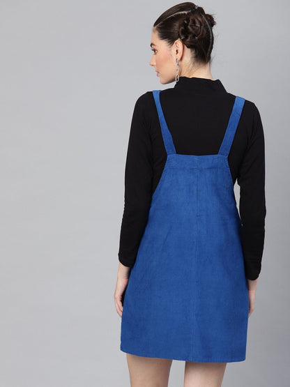 Women's Royal Blue Corduroy Pinafore Dress