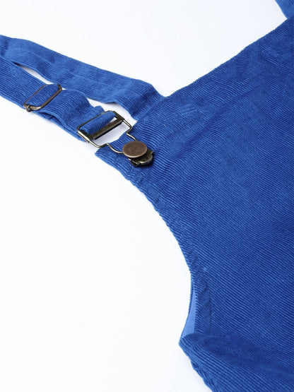 Women's Royal Blue Corduroy Pinafore Dress