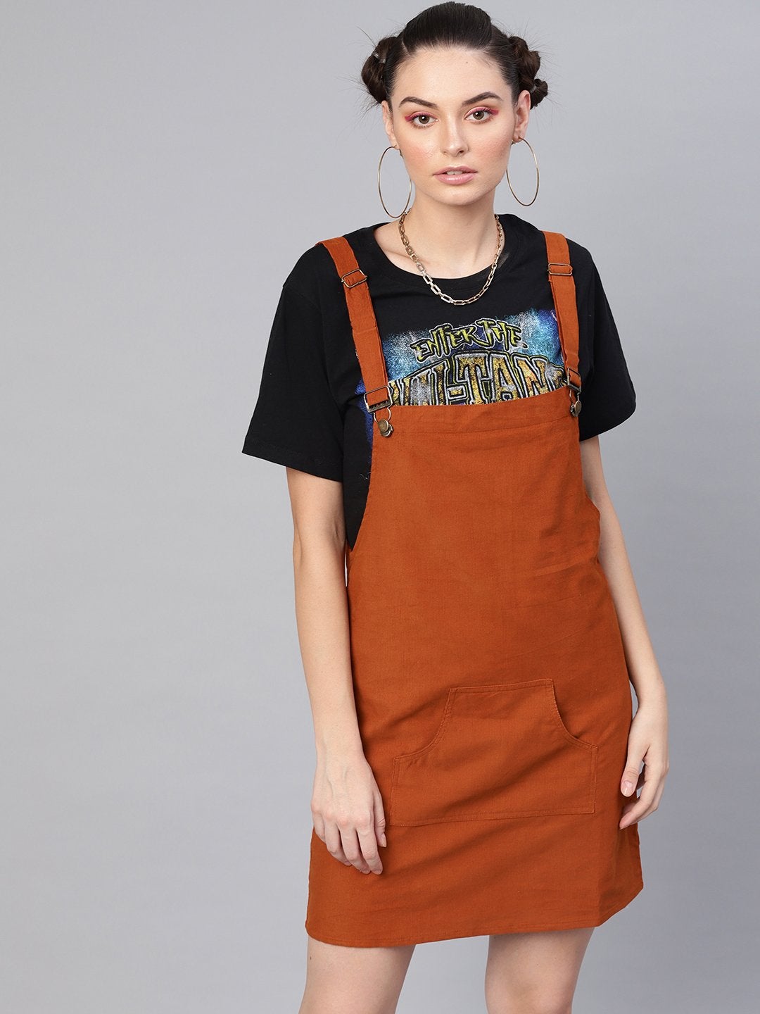 Women's Rust Corduroy Pinafore Dress