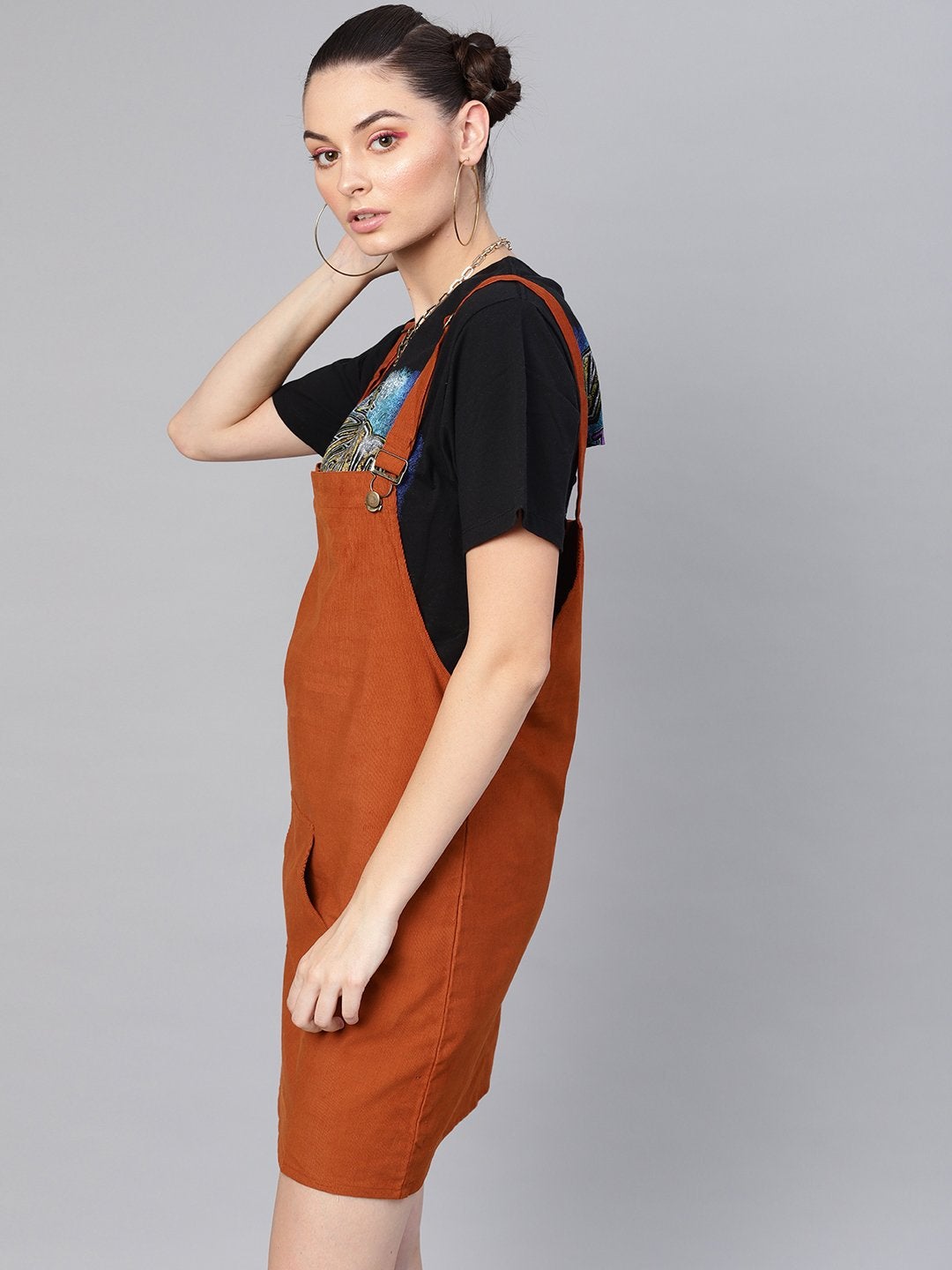 Women's Rust Corduroy Pinafore Dress
