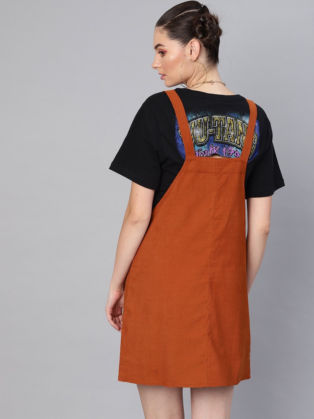 Women's Rust Corduroy Pinafore Dress