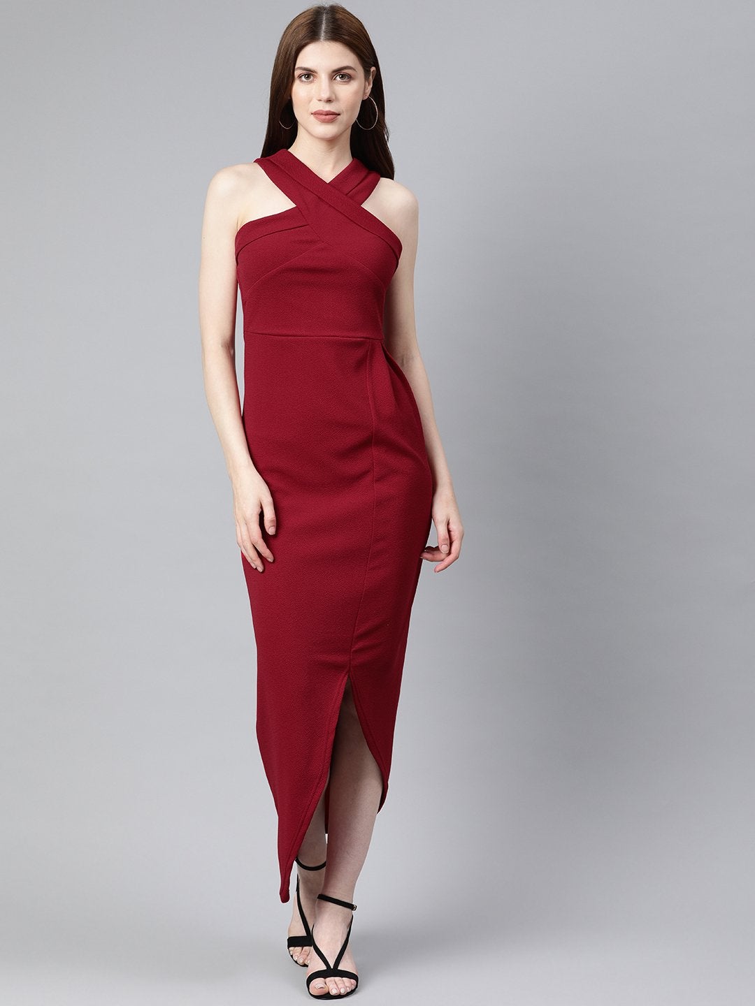 Women's Wine Halter Maxi