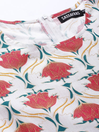 Women's Pink Floral Side Tab Dress
