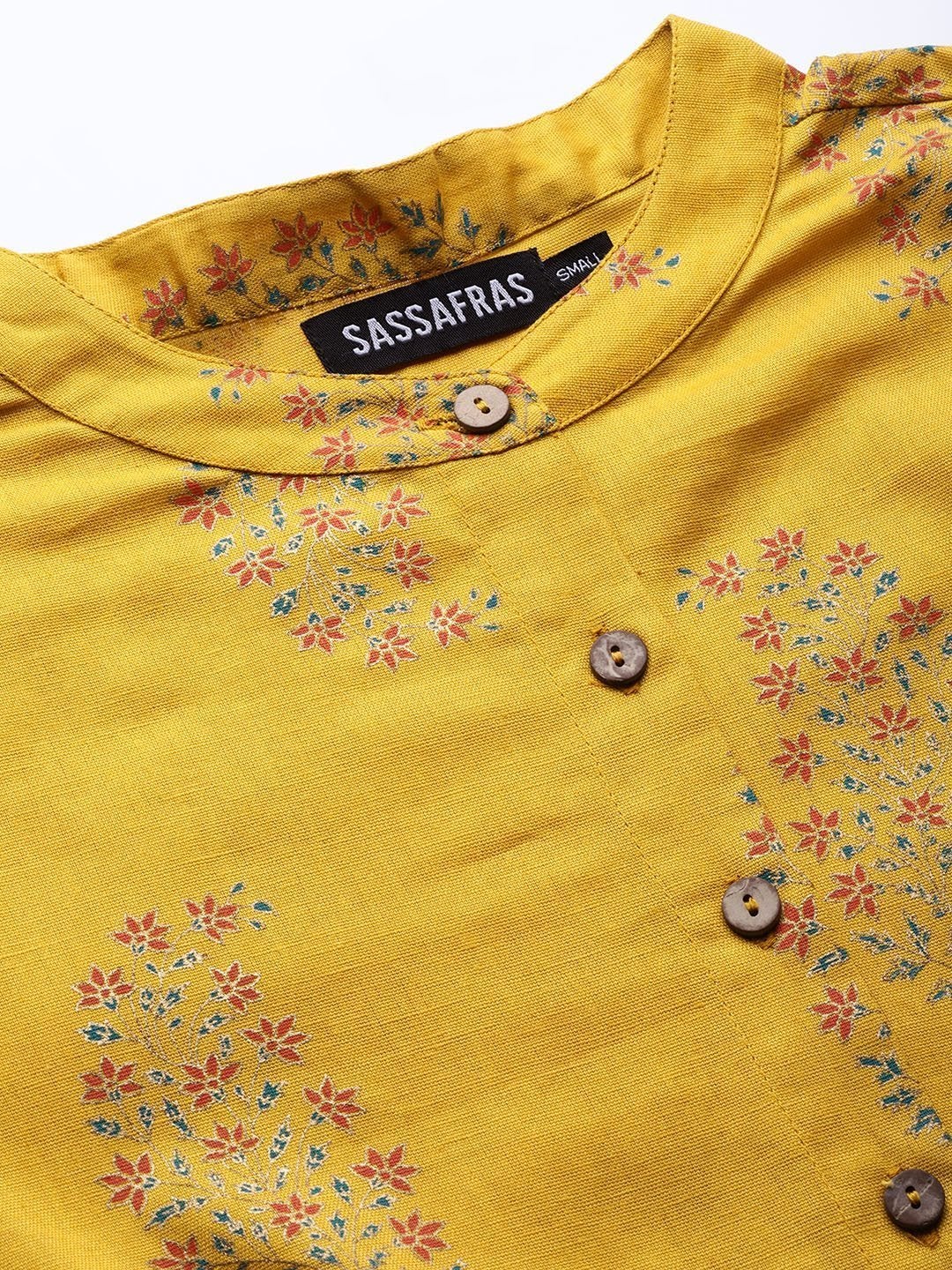 Women's Mustard Paisely Drawstring Dress