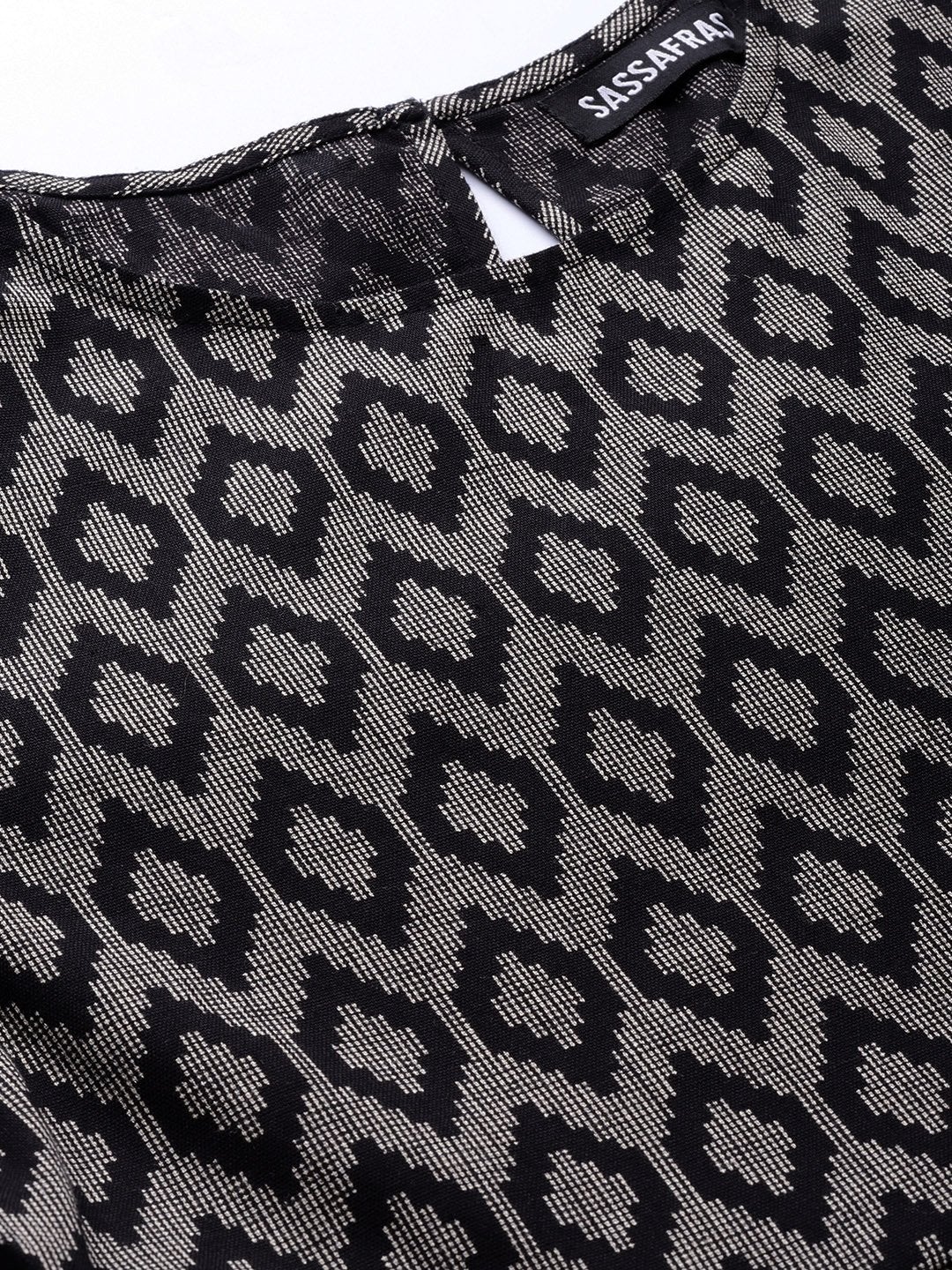 Women's Black Ikat Gathered Dress