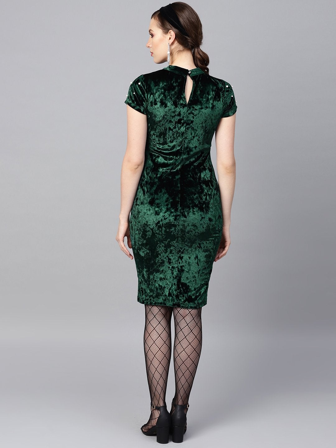Women's Emerald Green Velvet Bodycon Dress