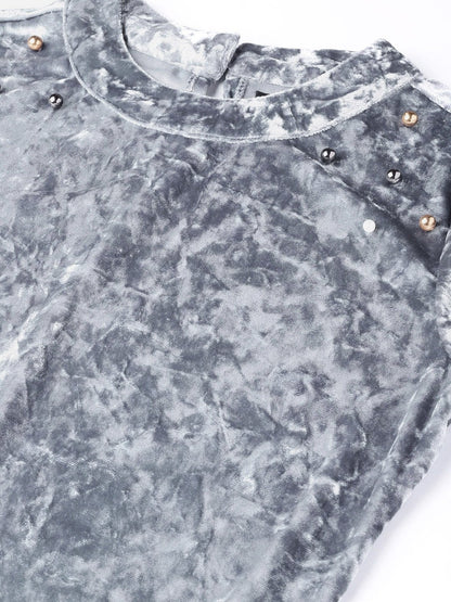 Women's Grey Velvet Bodycon Dress
