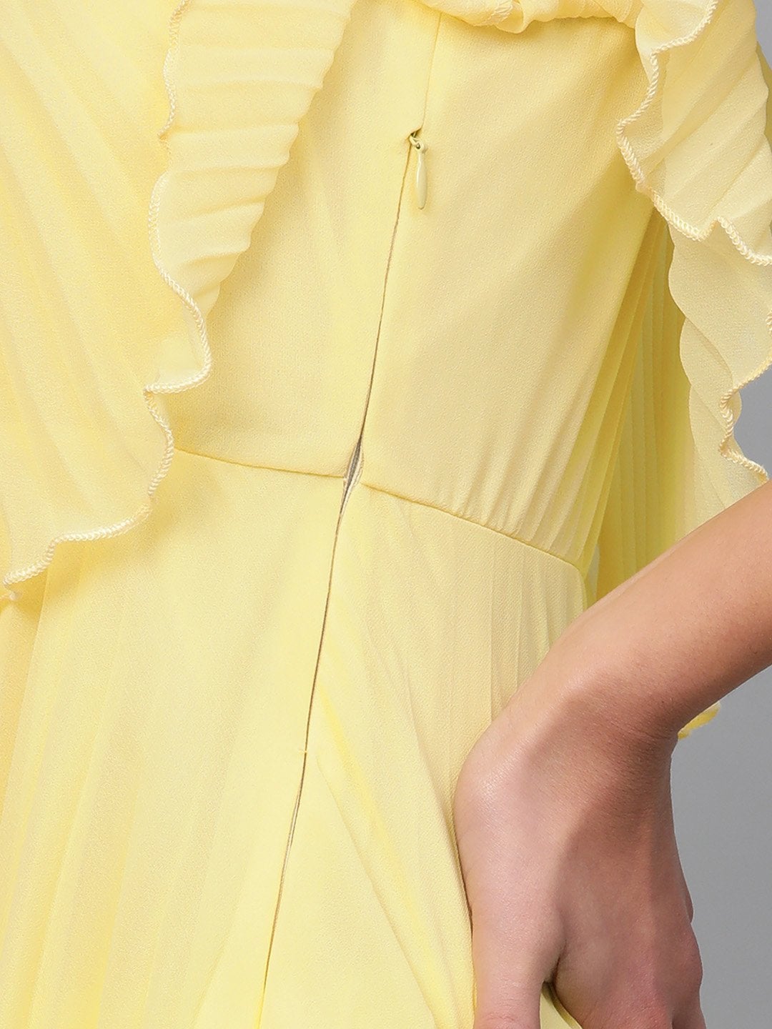 Women's Lemon Pleated Short Strappy Skater Dress