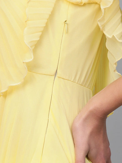Women's Lemon Pleated Short Strappy Skater Dress
