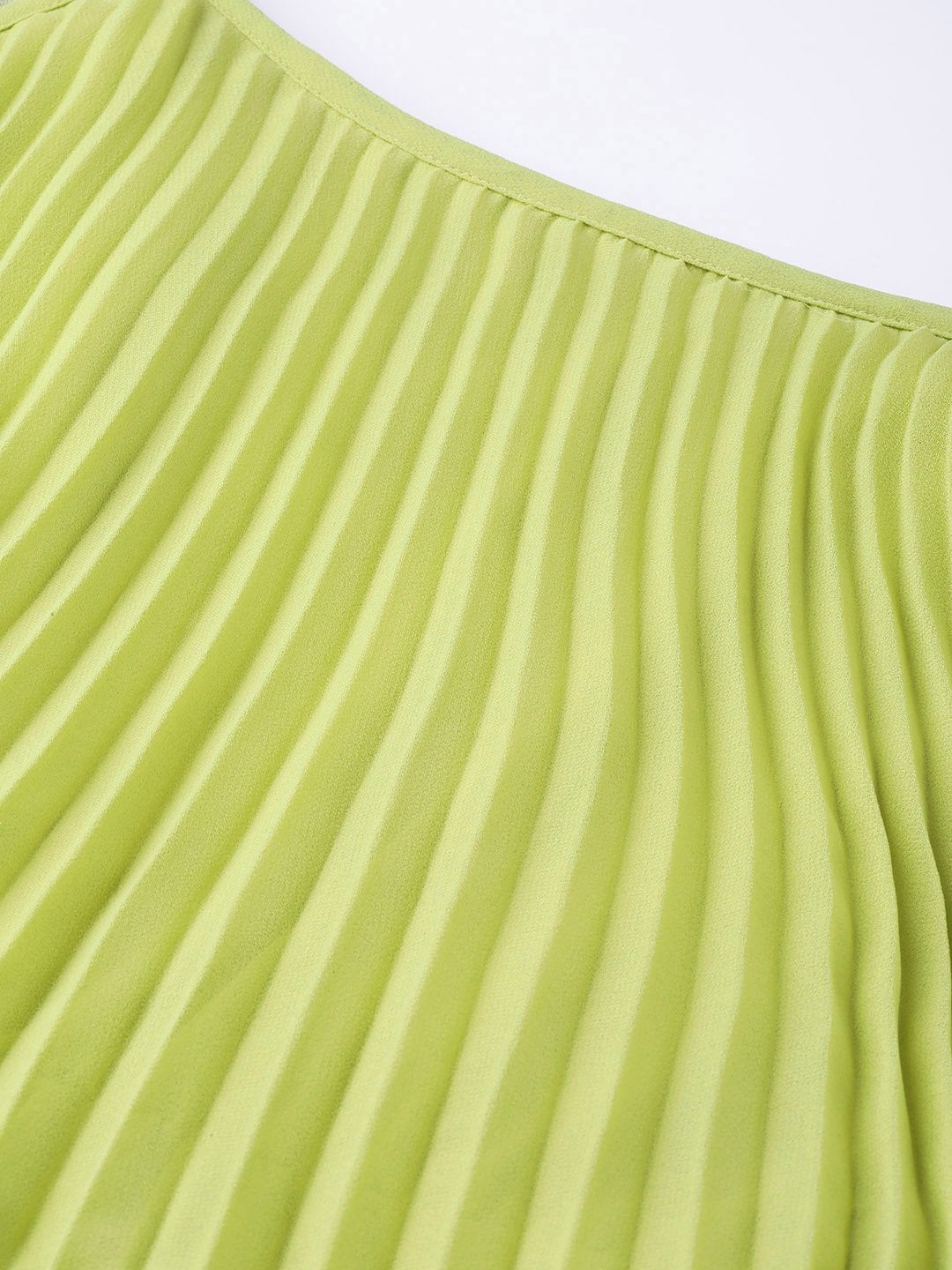 Women's Mint Green Pleated Short Strappy Skater Dress