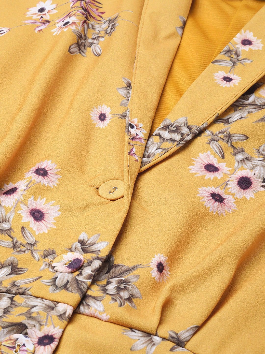 Women's Mustard Floral Shirt Dress