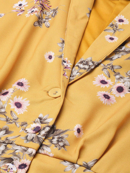 Women's Mustard Floral Shirt Dress