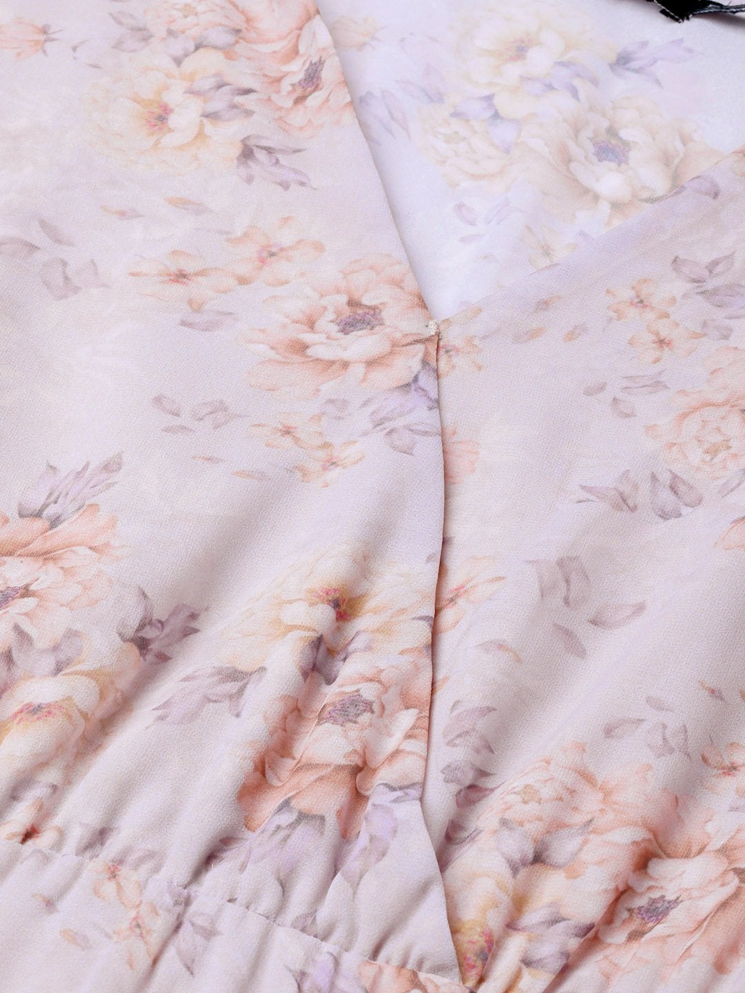 Women's Lavender Floral Wrap Asymmetric Dress