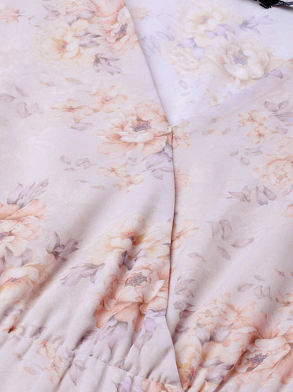 Women's Lavender Floral Wrap Asymmetric Dress