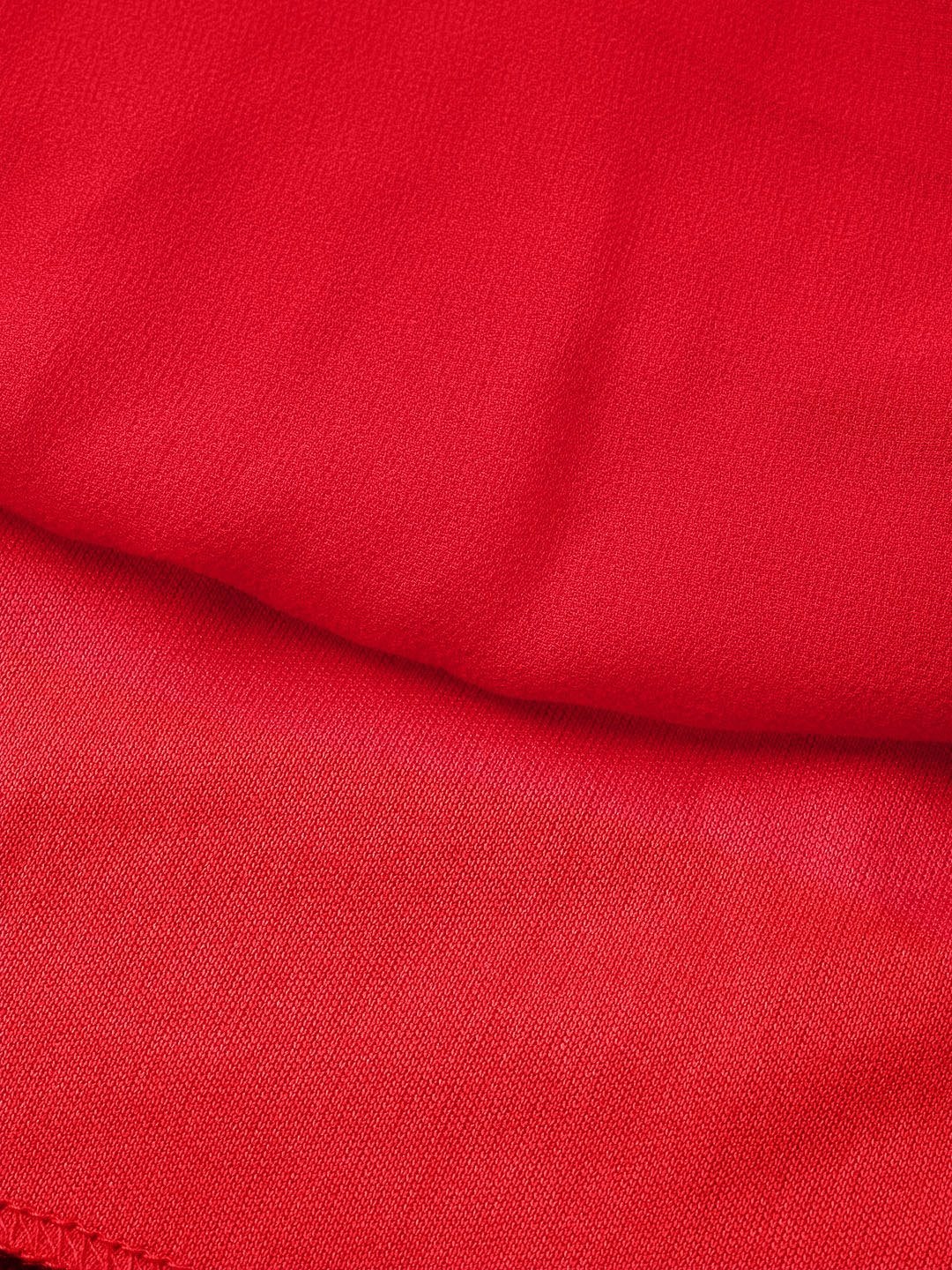 Women's Red Cold Shoulder Strappy Midi Dress