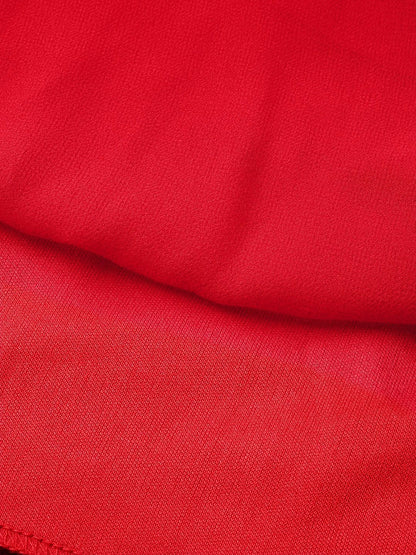 Women's Red Cold Shoulder Strappy Midi Dress