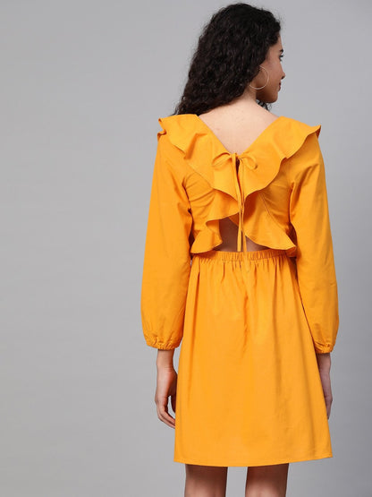 Women's Mustard Frill Shift Dress
