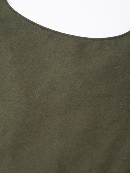 Women's Olive Back Cutout Dress