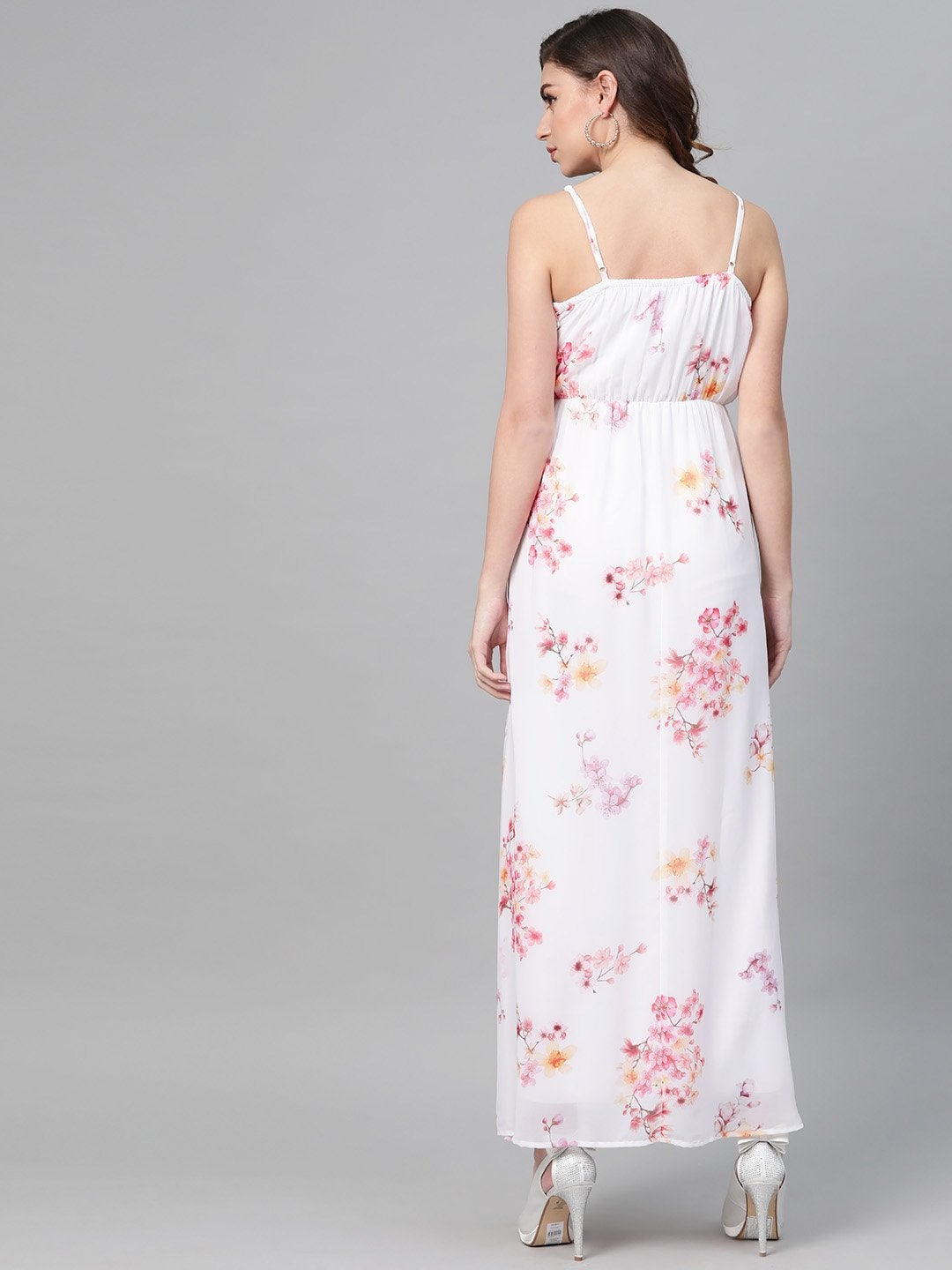 Women's Off-White Floral Strappy Maxi Dress