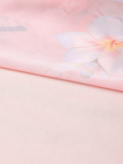 Women's Peach Floral Off Shoulder Midi Dress