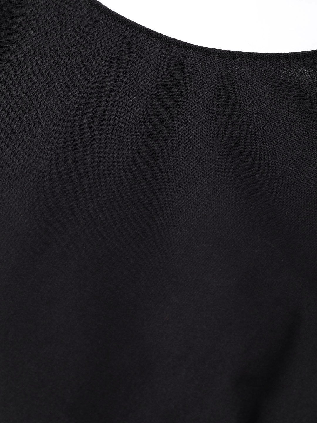 Women's Black Back Placket Gathered Dress
