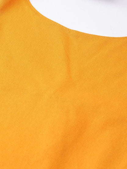 Women's Mustard Back Placket Gathered Dress