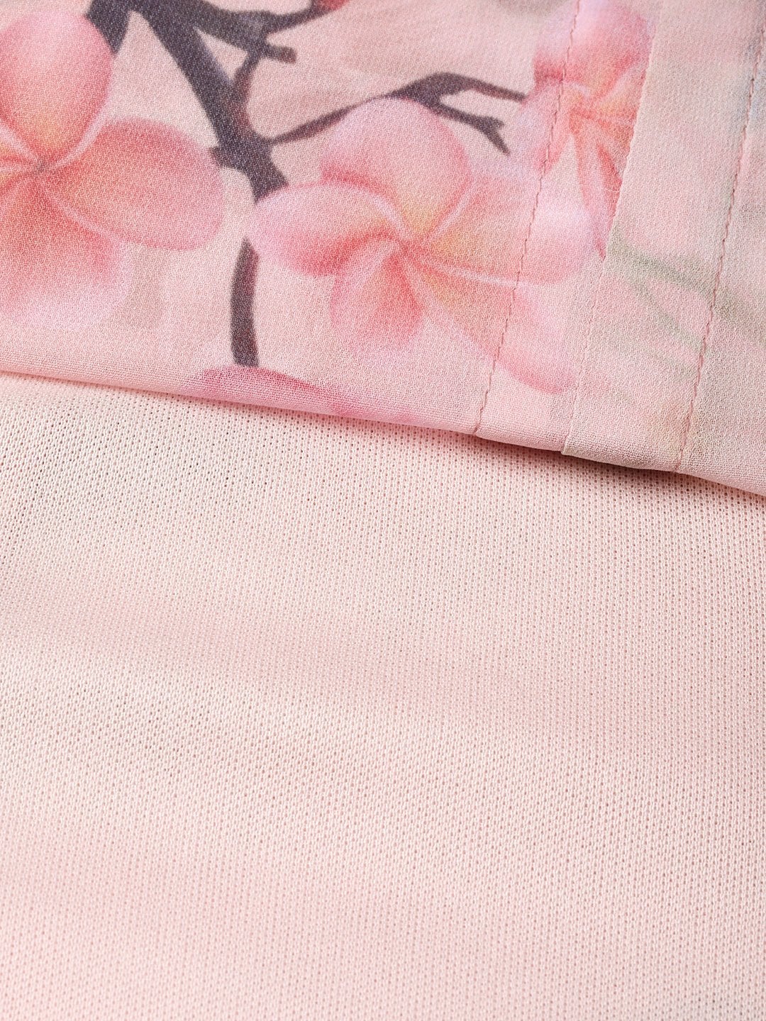 Women's Peach Floral Front Button Frill Dress