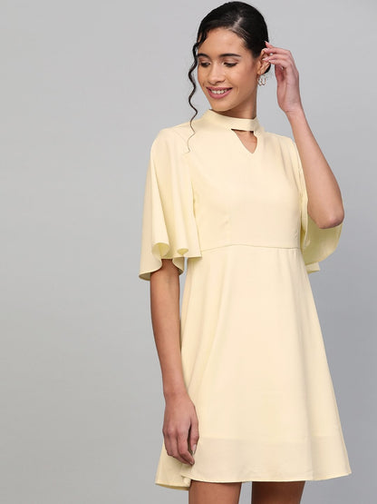 Women's Lemon Choker Neck Skater Dress