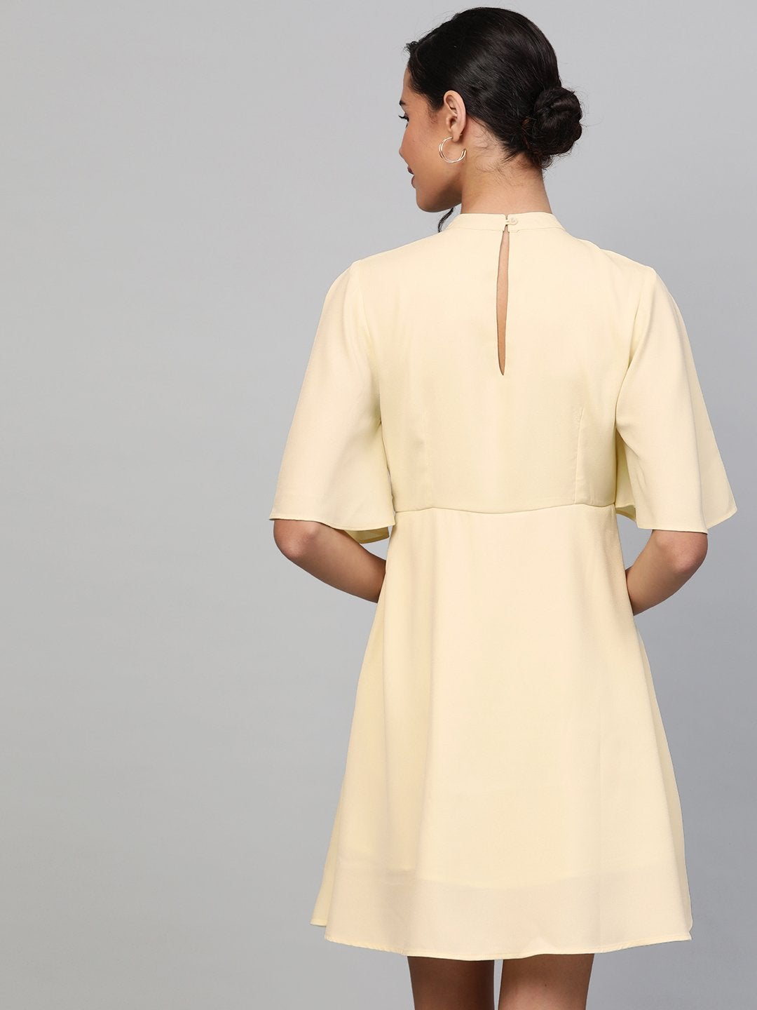 Women's Lemon Choker Neck Skater Dress
