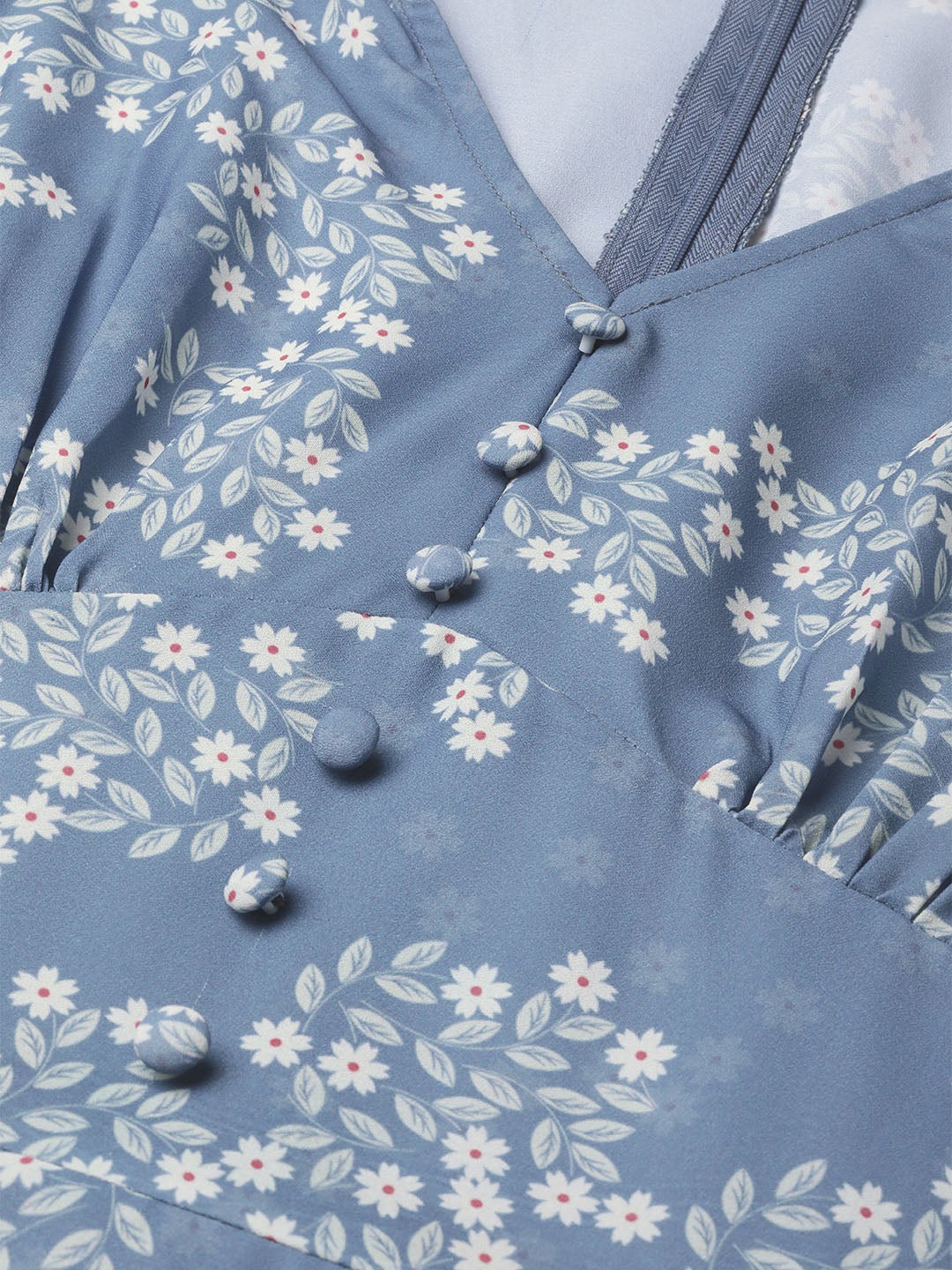 Women's Dark Blue Floral Flared Skater Dress