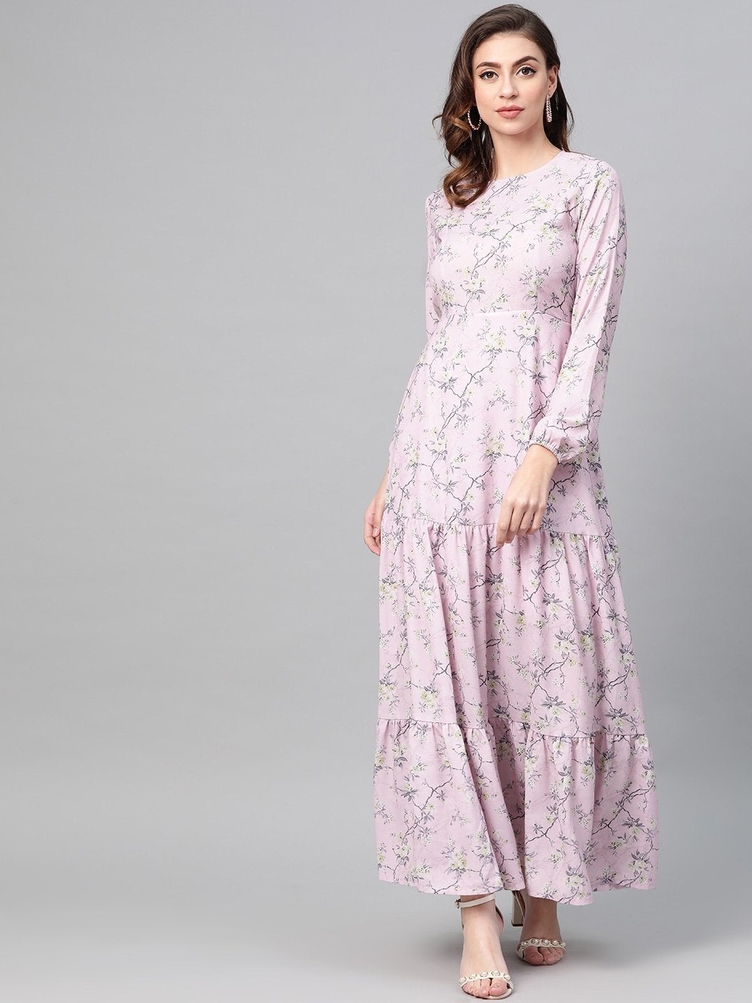Women's Lilac Floral Tiered Maxi