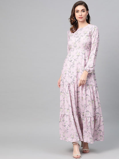 Women's Lilac Floral Tiered Maxi