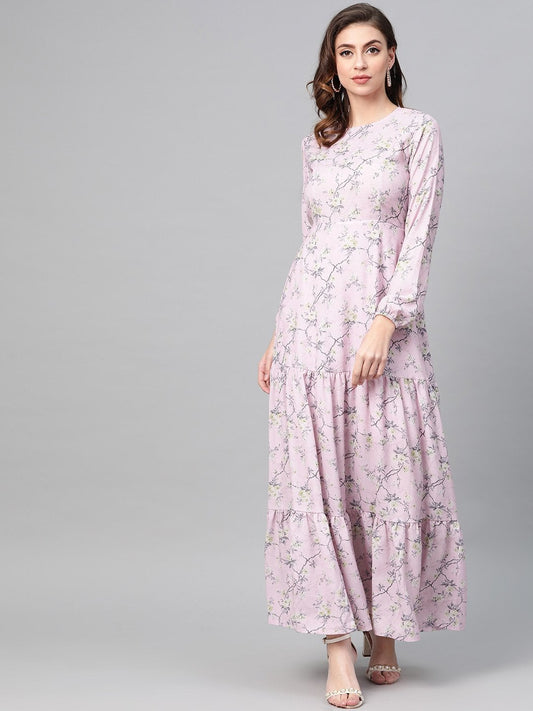 Women's Lilac Floral Tiered Maxi